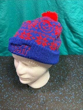 Neff Blue & Red Knit Pom Beanie